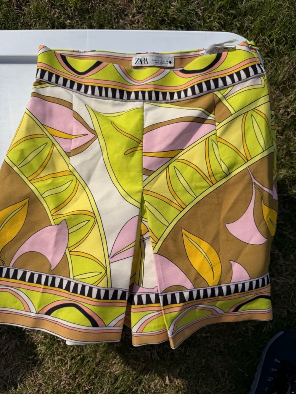 ZARA Neon Floral Print Shorts - Yellow, Pink & Cream